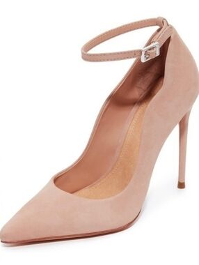 SCHUTZ Women's Thaynara Ankle Strap Pointed Heels in Amendoa (nude) Size 10